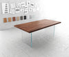 Dining Table Olympus 200x100cm Acacia Wood Brown Glass Frame