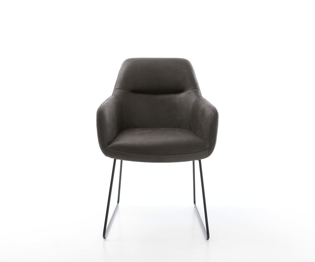 Dining Chair Pejo Microfiber Anthracite Vintage Sled Base Black Pocket Springs