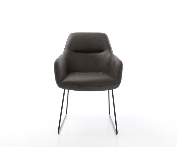 Dining Chair Pejo Microfiber Anthracite Vintage Sled Base Black Pocket Springs