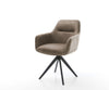 Dining Chair Pejo Microfiber Taupe Vintage Cross Angular Base Black 180° Swivel Pocket Springs