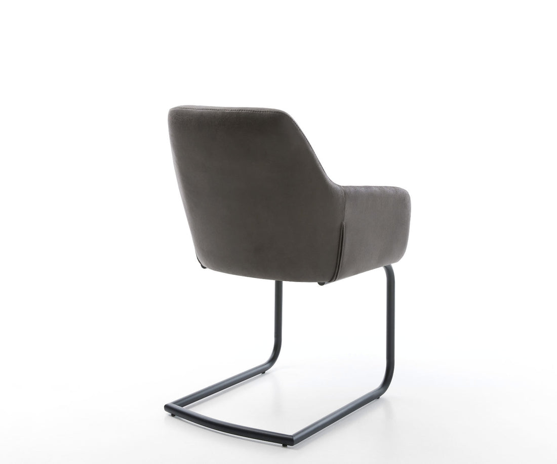 Dining Chair Pejo Microfiber Anthracite Vintage Cantilever Round Base Black Pocket Springs