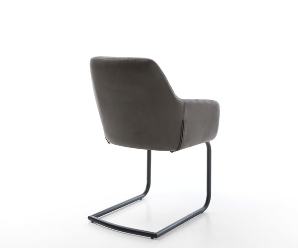 Dining Chair Pejo Microfiber Anthracite Vintage Cantilever Round Base Black Pocket Springs