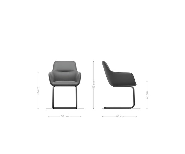 Dining Chair Pejo Microfiber Anthracite Vintage Cantilever Round Base Black Pocket Springs