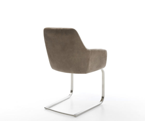 Dining Chair Pejo Microfiber Taupe Vintage Cantilever Flat Base Silver Pocket Springs