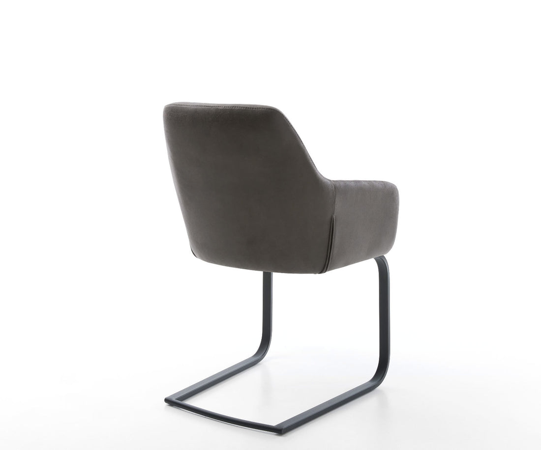 Dining Chair Pejo Microfiber Anthracite Vintage Cantilever Flat Base Black Pocket Springs