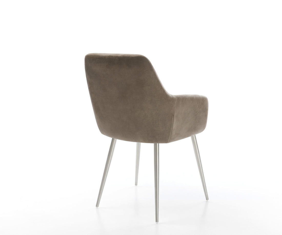 Dining Chair Pejo Microfiber Taupe Vintage 4 Legs Base Silver Pocket Springs