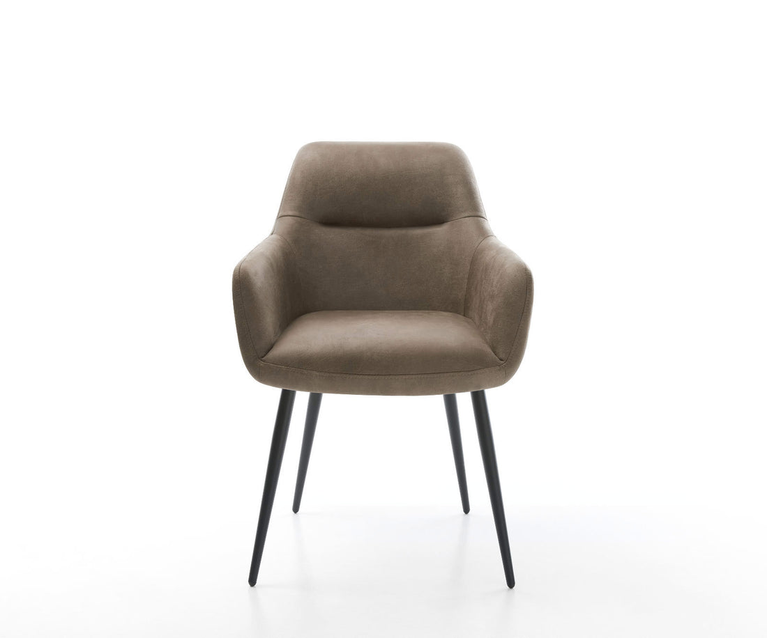 Dining Chair Pejo Microfiber Taupe Vintage 4 Legs Base Black Pocket Springs