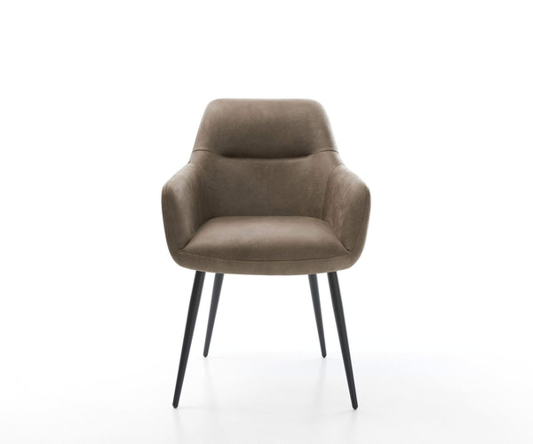 Dining Chair Pejo Microfiber Taupe Vintage 4 Legs Base Black Pocket Springs