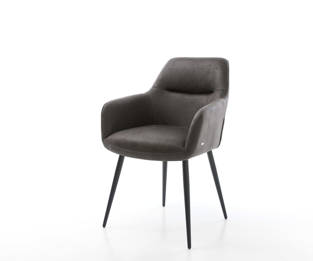 Dining Chair Pejo Microfiber Anthracite Vintage 4 Legs Base Black Pocket Springs