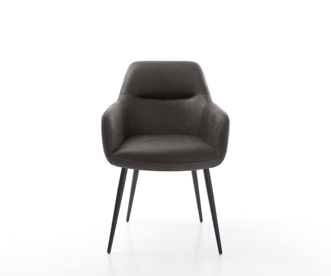 Dining Chair Pejo Microfiber Anthracite Vintage 4 Legs Base Black Pocket Springs