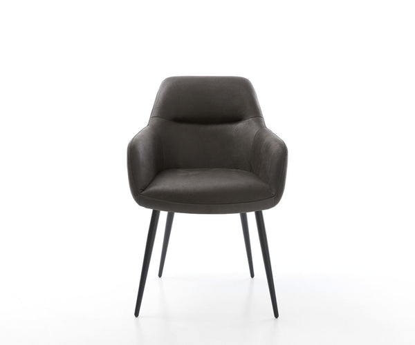 Dining Chair Pejo Microfiber Anthracite Vintage 4 Legs Base Black Pocket Springs