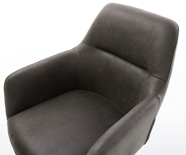 Dining Chair Pejo Microfiber Anthracite Vintage 4 Legs Base Black Pocket Springs