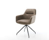 Dining Chair Pejo Microfiber Taupe Vintage Cross Conical Base Black 180° Swivel Pocket Springs