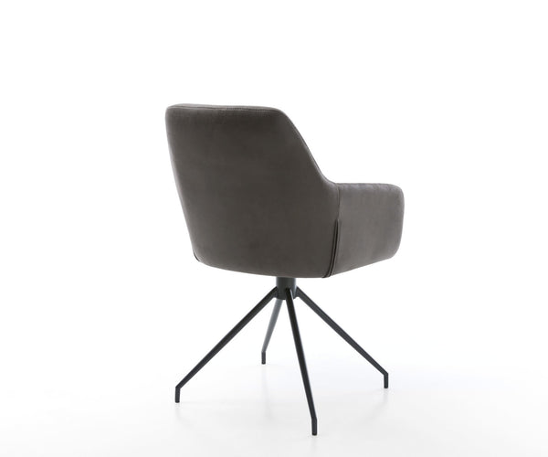 Dining Chair Pejo Microfiber Anthracite Vintage Cross Conical Base Black 180° Swivel Pocket Springs