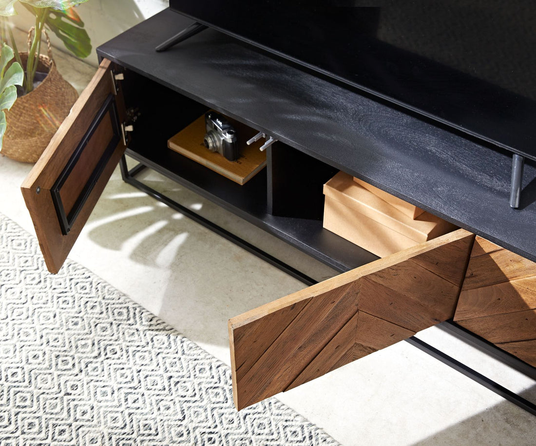 TV Stand Famke 145cm Mango Wood 3 Doors