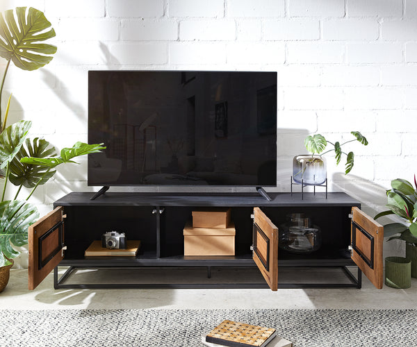 TV Stand Famke 145cm Mango Wood 3 Doors