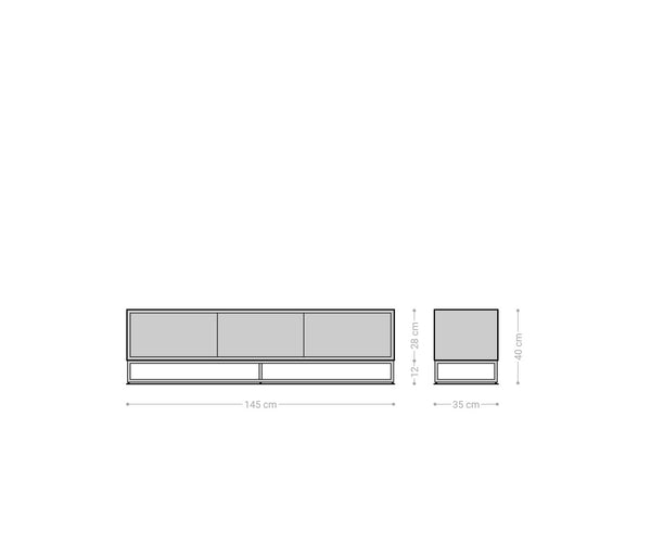 TV Stand Famke 145cm Mango Wood 3 Doors