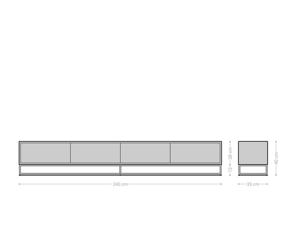 TV Stand Famke 240cm Mango Wood 4 Doors