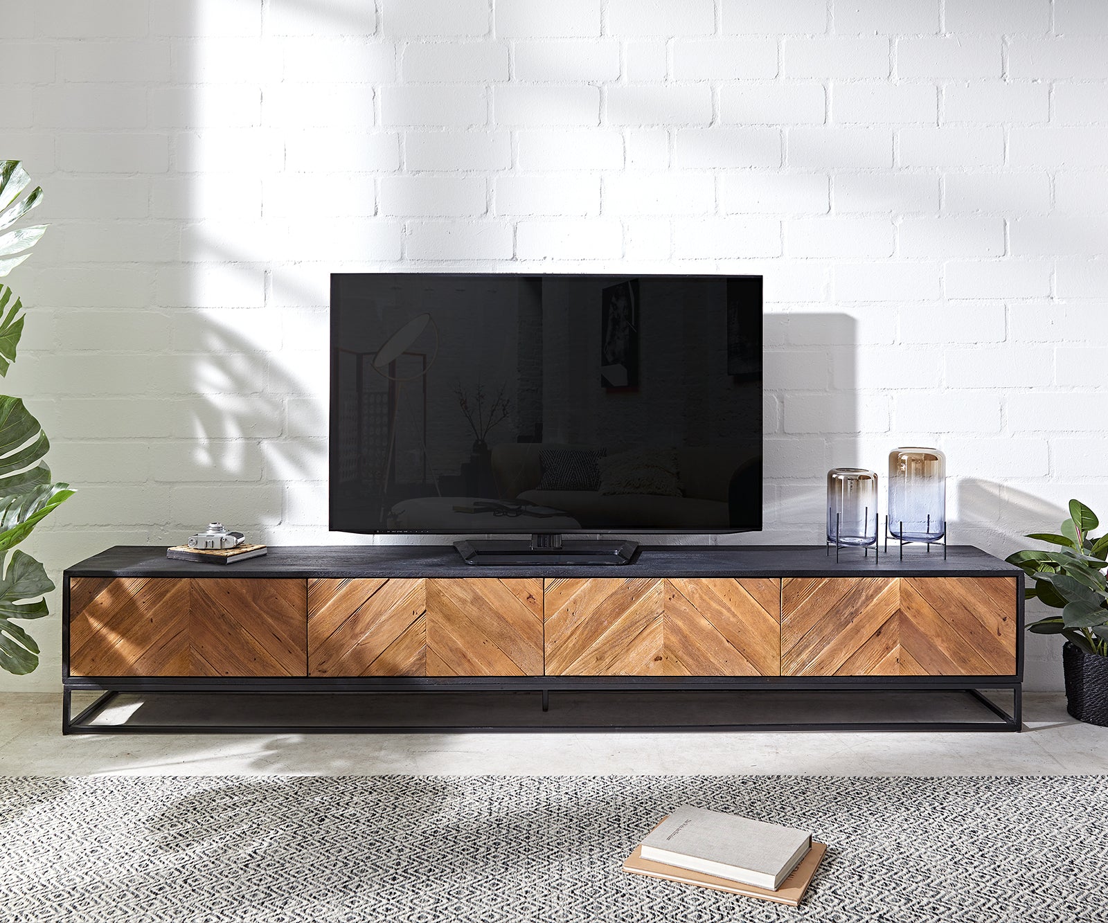 TV Stand Famke 240cm Mango Wood 4 Doors