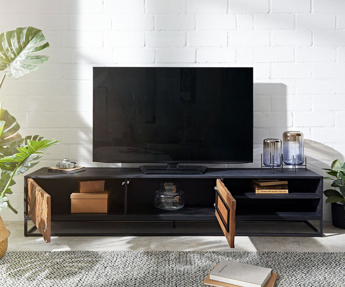 TV Stand Famke 200cm With Compartments Mango Wood