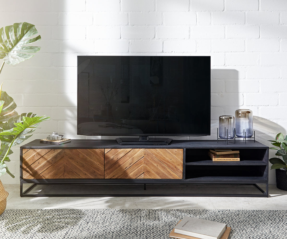 TV Stand Famke 200cm With Compartments Mango Wood