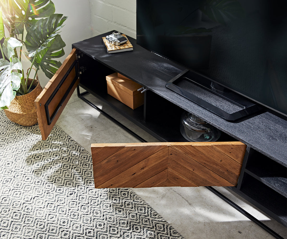 TV Stand Famke 200cm With Compartments Mango Wood