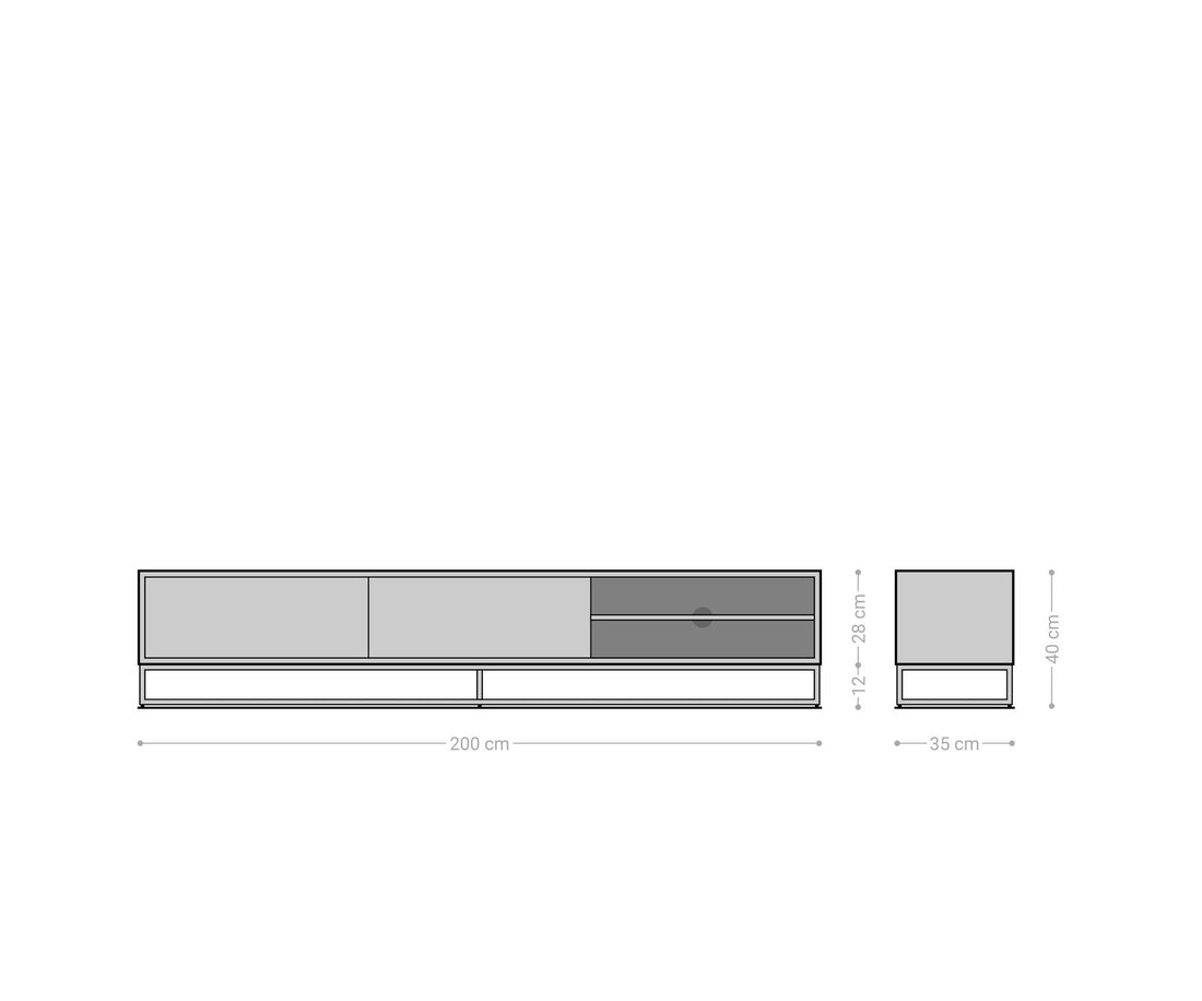 TV Stand Famke 200cm With Compartments Mango Wood