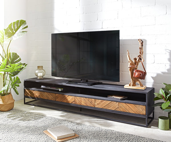 TV Stand Famke 120-240cm With Drawers Mango Wood