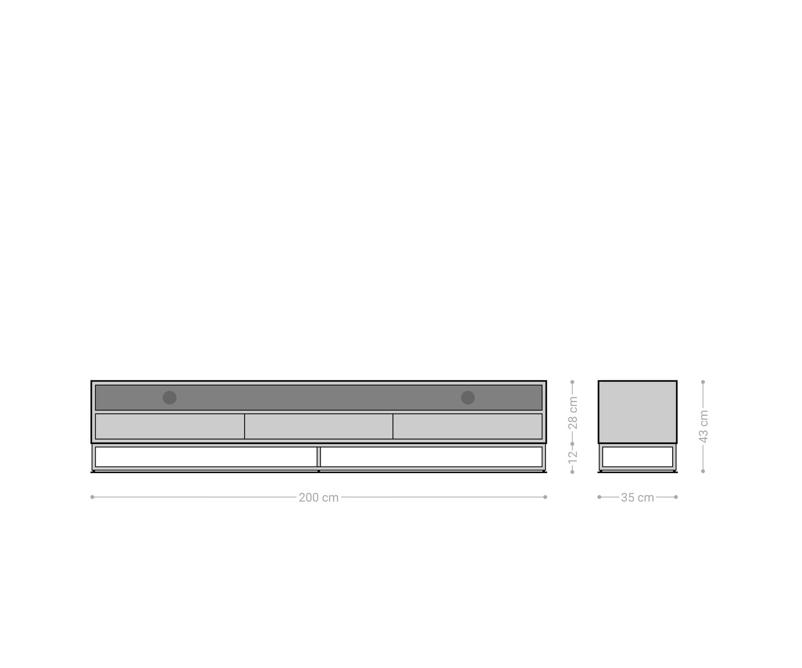 TV Stand Famke 200cm With Drawers Mango Wood
