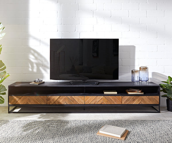 TV Stand Famke 120-240cm With Drawers Mango Wood