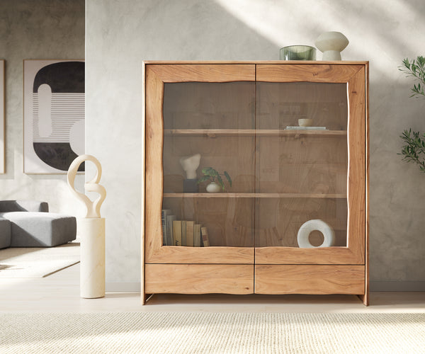 Display Cabinet Olympus Live-Edge 60-140 cm Acacia Wood Natural
