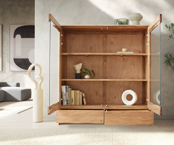 Display Cabinet Olympus Live-Edge 60-140 cm Acacia Wood Natural
