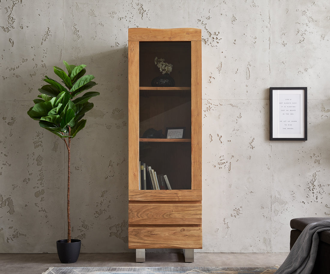 Display Cabinet Olympus Classic Live-Edge 60cm Acacia Wood Natural Tree Edge