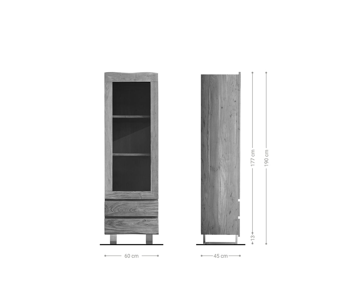 Display Cabinet Olympus Classic Live-Edge 60cm Acacia Wood Natural Tree Edge