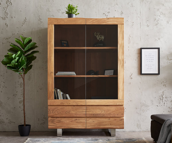Display Cabinet Olympus Live-Edge 120cm Acacia Wood Natural Tree Edge