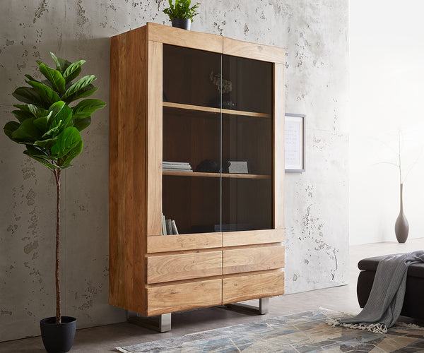 Display Cabinet Olympus Live-Edge 120cm Acacia Wood Natural Tree Edge