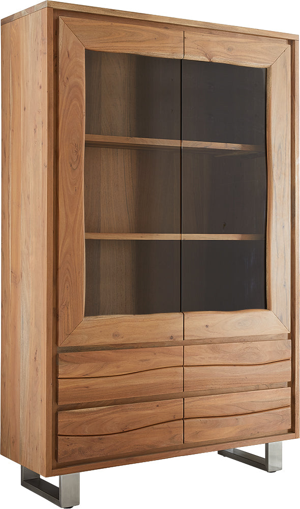 Display Cabinet Olympus Live-Edge 120cm Acacia Wood Natural Straight Edge