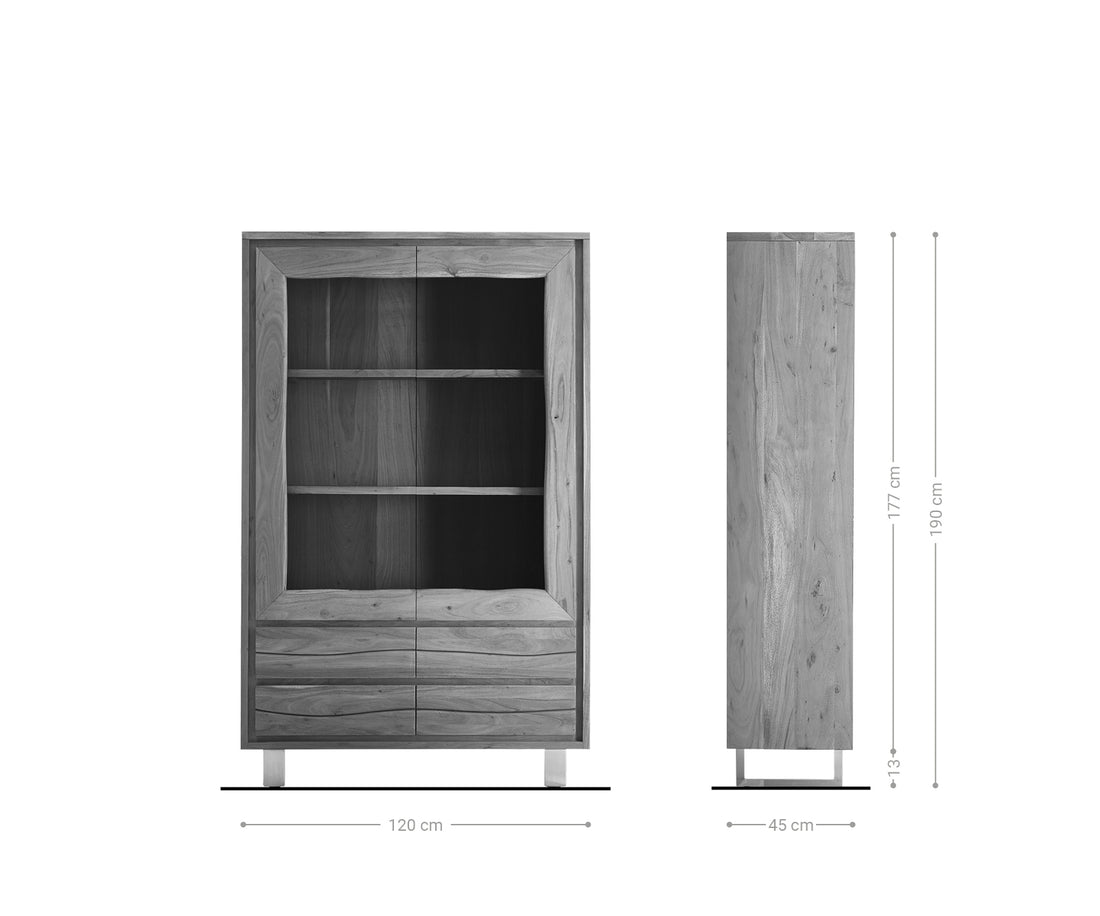 Display Cabinet Olympus Live-Edge 120cm Acacia Wood Natural Straight Edge