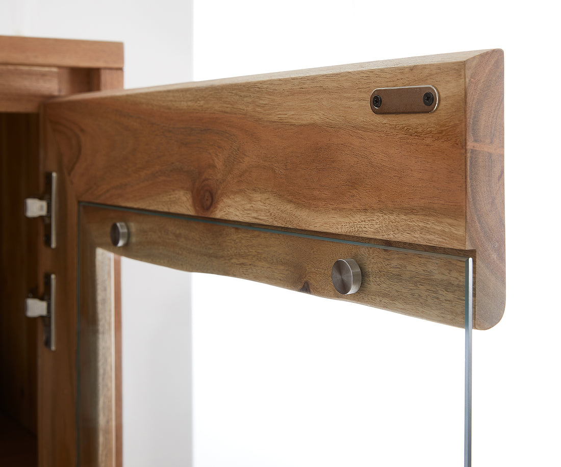 Display Cabinet Olympus Live-Edge 120cm Acacia Wood Natural Straight Edge