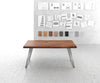 Dining Table Olympus Live Edge 180cm Acacia Wood Brown Slanted Frame Steel 55mm Top