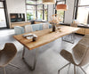 Dining Table Olympus Live Edge Acacia Wood Natural Slanted Frame Steel 140-300cm