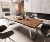 Dining Table Olympus Live Edge 260cm Acacia Wood Brown Slanted Frame Steel 55mm Top