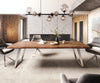 Dining Table Olympus Live Edge 260cm Acacia Wood Brown Slanted Frame Steel 55mm Top