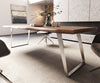 Dining Table Olympus Live Edge 260cm Acacia Wood Brown Slanted Frame Steel 55mm Top
