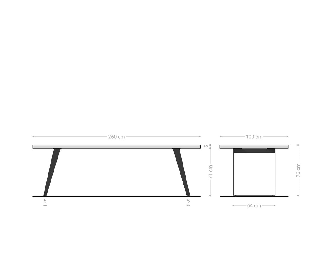 Dining Table Olympus Live Edge 260cm Acacia Wood Brown Slanted Frame Steel 55mm Top