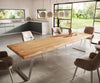 Dining Table Olympus Live Edge 300cm Acacia Wood Natural Slanted Frame Steel 55mm Top