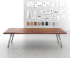 Dining Table Olympus Live Edge 300cm Acacia Wood Brown Slanted Frame Steel 55mm Top
