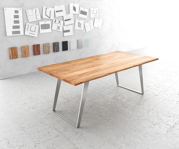 Dining Table Olympus Live Edge Acacia Wood Natural Slanted Frame Steel 140-300cm