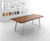 Dining Table Olympus Live Edge 200cm Acacia Wood Brown Slanted Frame Steel 35mm Top