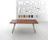 Dining Table Olympus Live Edge 200cm Acacia Wood Brown Slanted Frame Steel 35mm Top